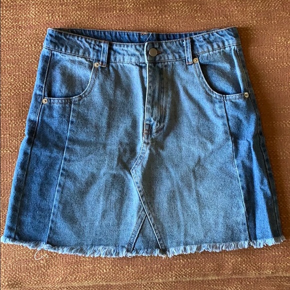 Altar’d State Raw Hem Jean Denim Skirt - Picture 1 of 6